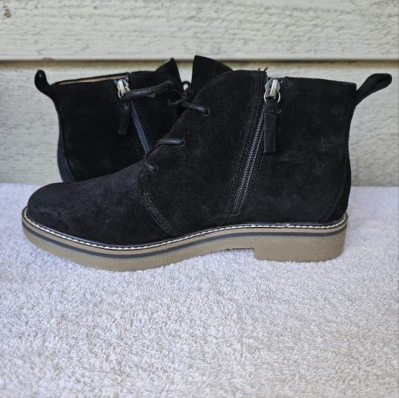 Comfortiva Align Rebeca Women's Black Leather Zip/Lace Chukka Boots Size 8W - Picture 6 of 9